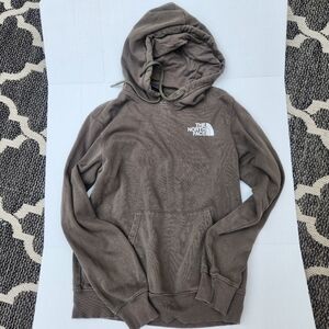 The North Face Hoodie Men Small Brown Spell Out Fleece Pullover Hiking Half Dome